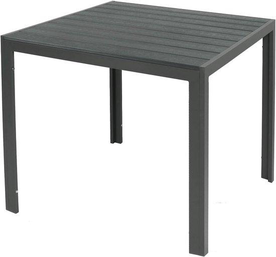 Famanu Gartentisch aus Aluminium 90x90 cm wetterfest und pflegeleicht - WPC Tischplatte