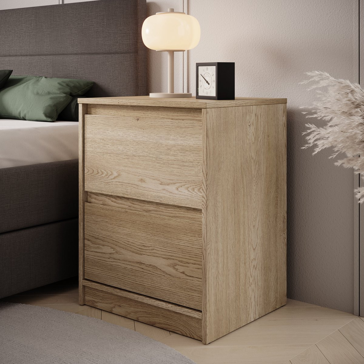 Meubella Nachtkastje Cuarto Eiken - Breedte: 47 cm