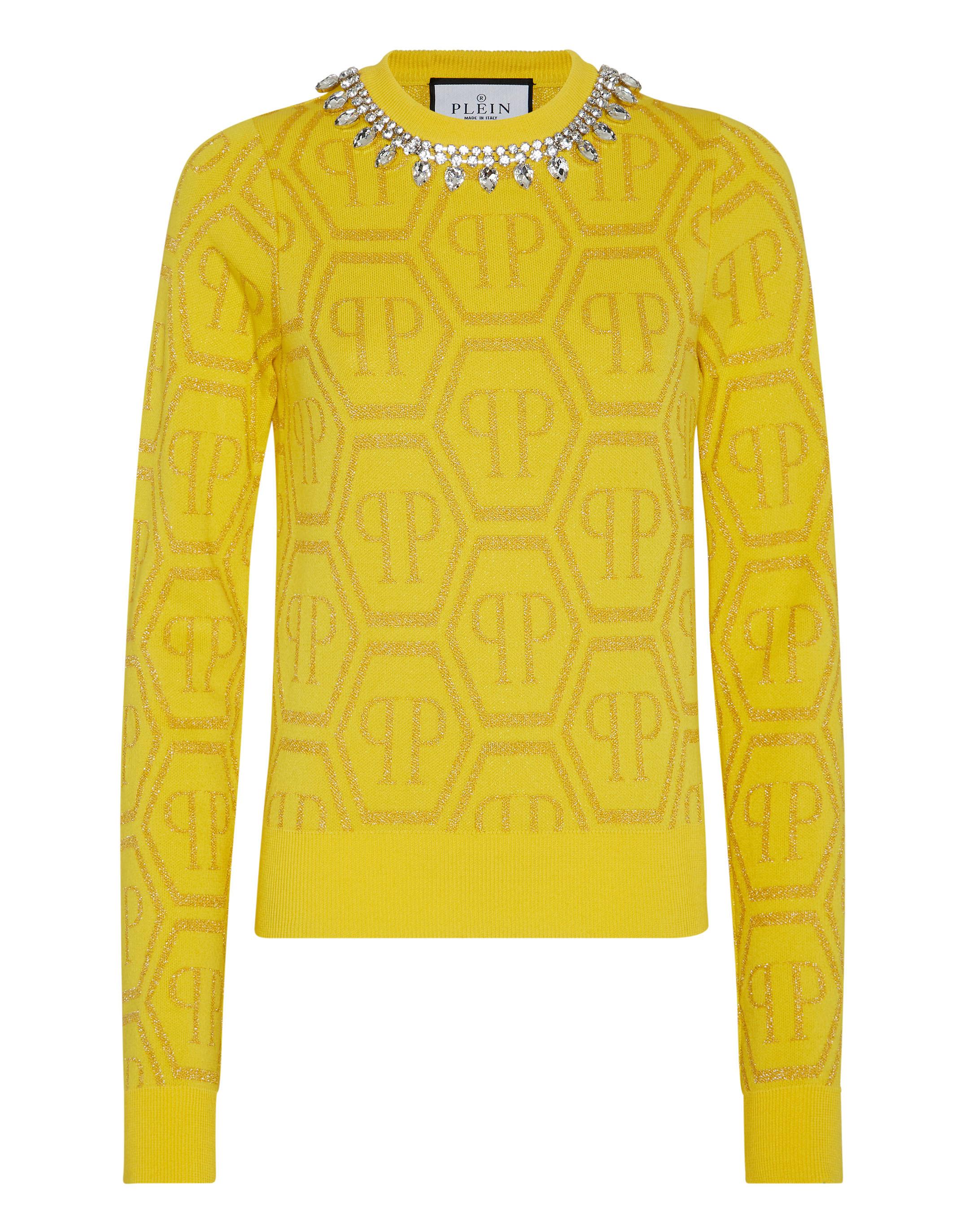 Philipp Plein Rundhalspullover mit Monogramm - Gelb