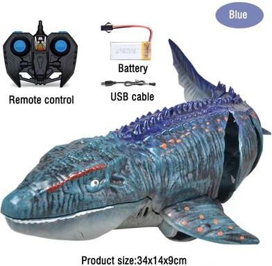 Uplifted Goods Dinosaur RC Water Toy For Pools And Lakes blue
