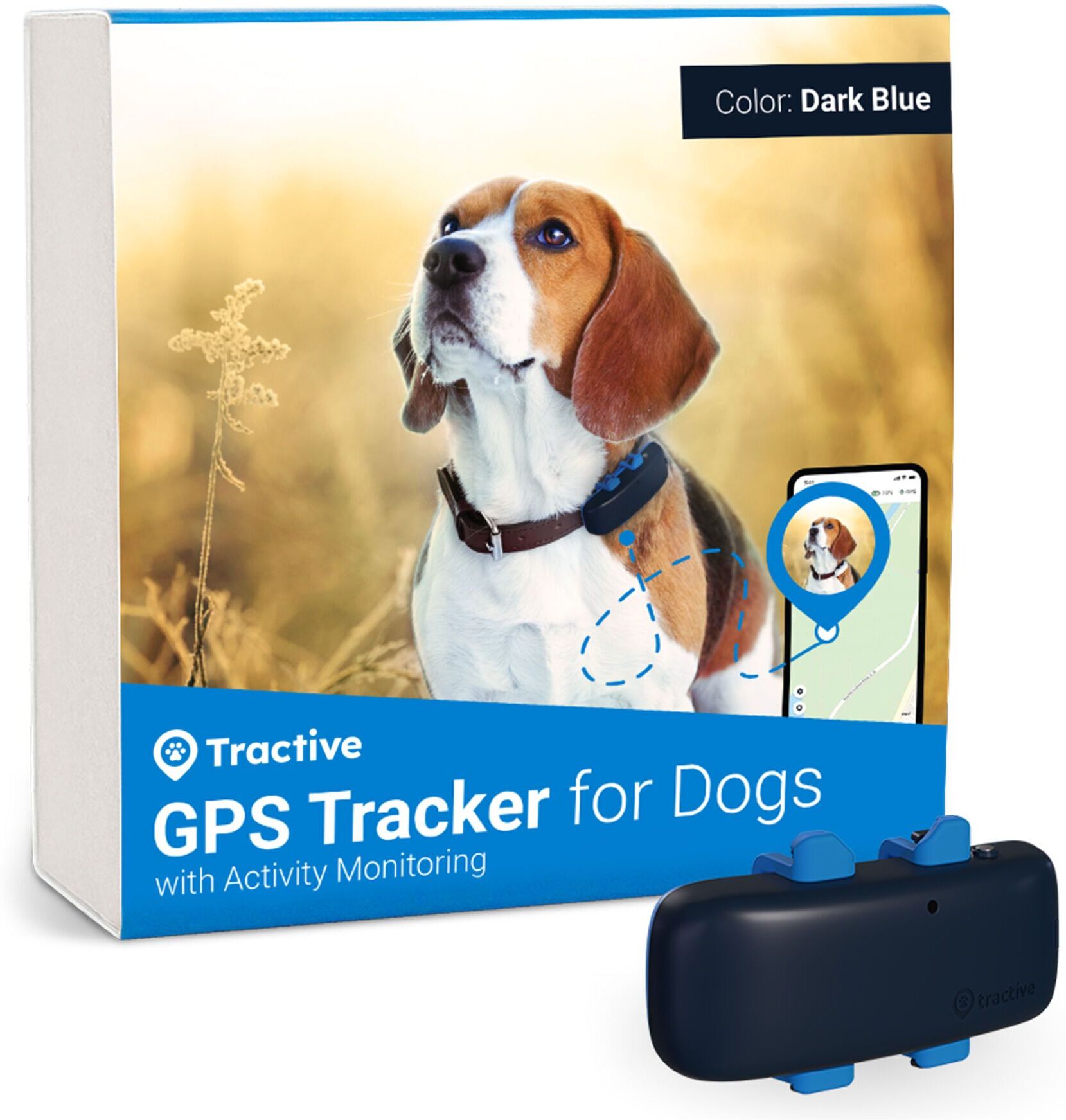 Tractive GPS DOG 4 - GPS Tracker für Hunde mit Aktivitätstracking   EXKL. ABO   TRNJADB   Mitternachtsblau - Refurbished