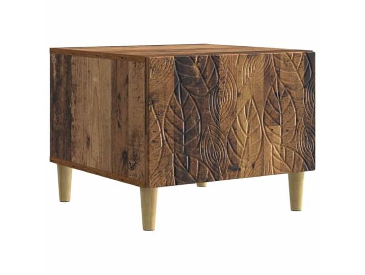 Couchtisch Altholz 50 x 49 x 40 cm Engineering Holz Eukalyptus Beine Schublade für Kleinigkeiten Rechteckige Tischplatte Wohnzimmer Indoor Pflegeleicht