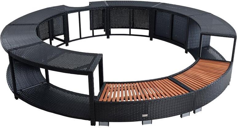Whirlpool Umrandung Poolumrandung Poolverkleidung Rattan Pool Rahmen Schwarz