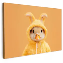 LEINWANDBILD Osterhase - Kostüm - Ente Gemälde 60x40 cm