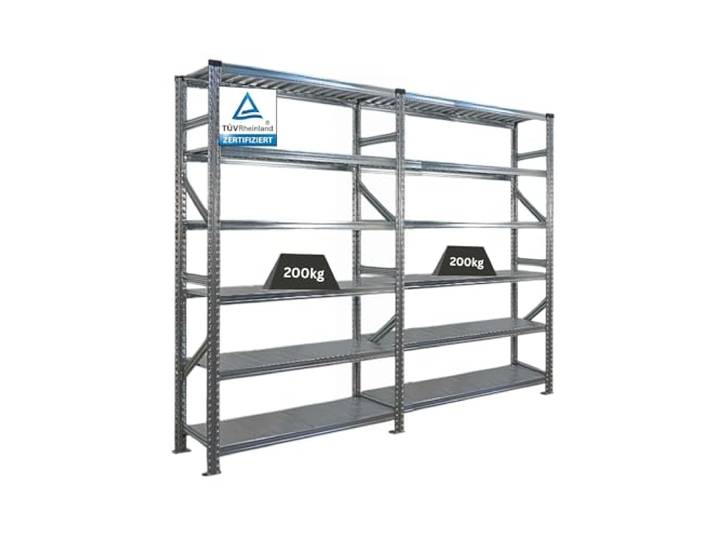 PROREGAL Fachbodenregal Stecksystem Proximo Komplettregal HxBxT 210x240x50cm 6 Ebenen Fachlast 200 kg Beidseitig nutzbar Verzinkt Lagerregal, Steckregal, Metallregal