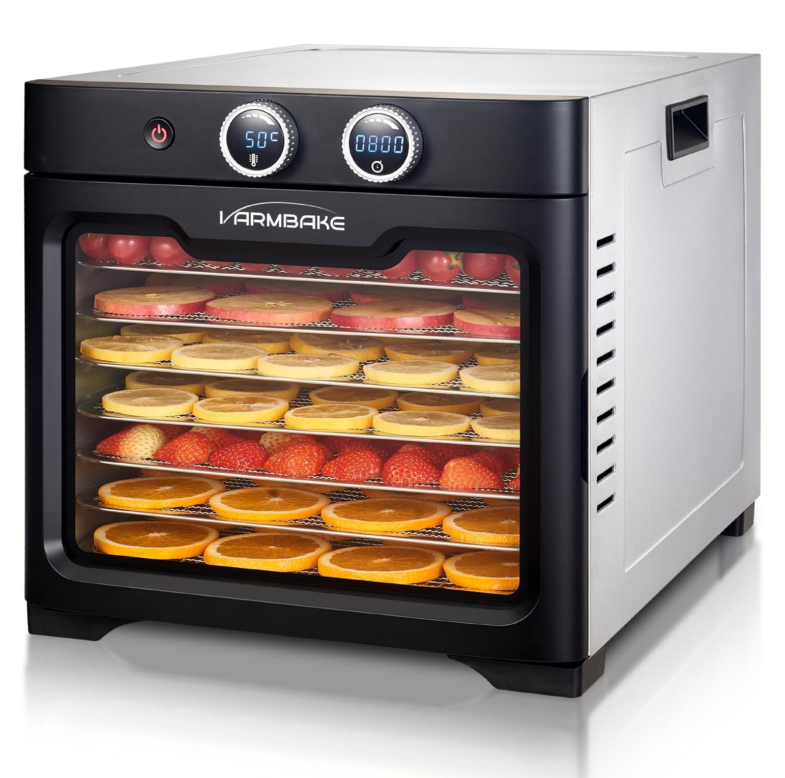 Lebensmitteltrockner Edelstahl 8 Etagen 0,56 m² 30-90 °C 1000 W