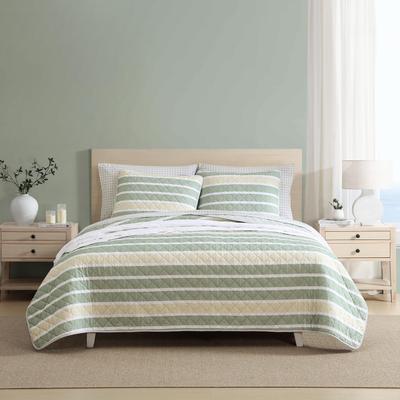 Nautica Varadero Stripe Green Cotton Reversible Quilt Set