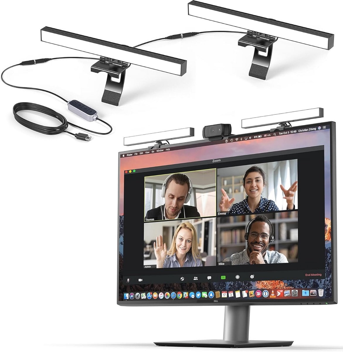 LED Monitor Verlichting met Clip voor Videoconferenties en Streaming via USB