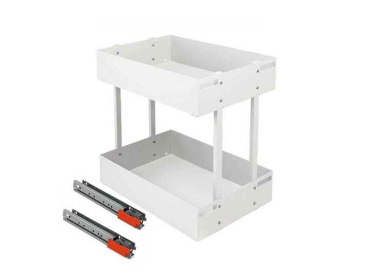 Prima-Online Auszugsunterschrank Küchenschrank Auszug 2 Etagen mit Blum Schien Möbel 25-60 cm Weiß