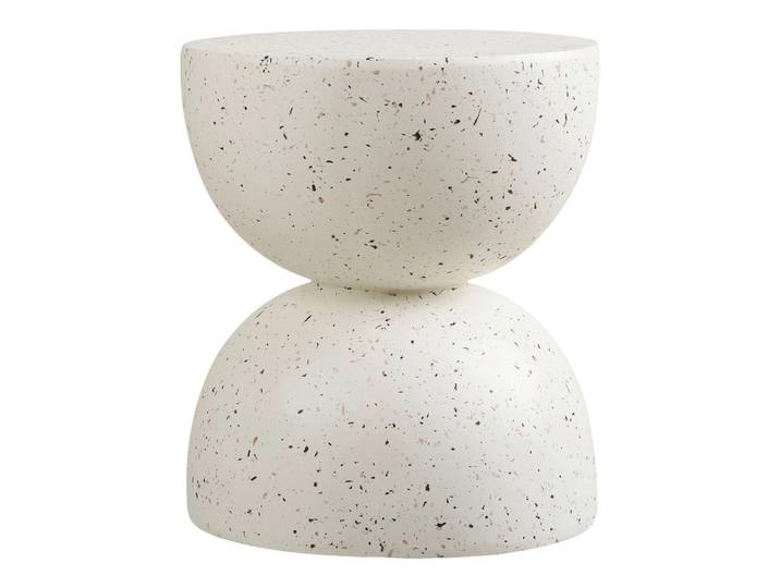 Mid.you Beistelltisch Bonita, Weiß, Glas, Keramik, Steinoptik, 40x45x40 cm, Wohnzimmer, Wohnzimmertische, Beistelltische, Beistelltisch Glas