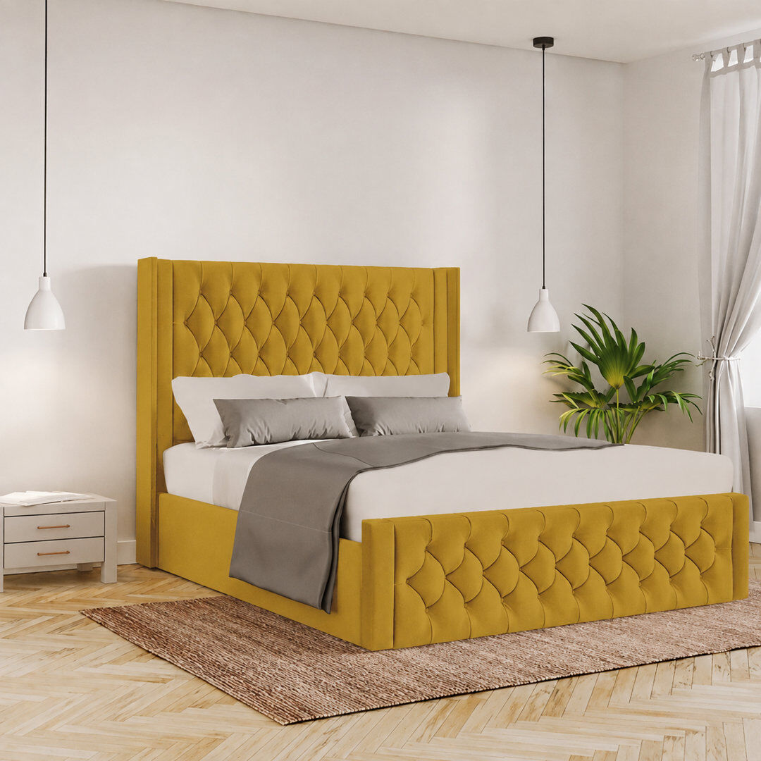 Canora Grey Barrientez Upholstered Ottoman Storage Bed Turmeric Single (3')