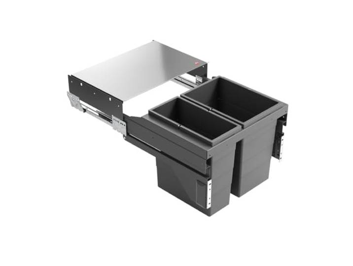 Hailo Abfallsammler 3610951 CS Slide Cargo-Soft Short Einbau-Mülleimer 20 + 14 Liter für 50 cm Unterschrank Soft-Close Vollauszug Einbau Mülltrennung für die Küche