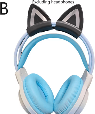 Inspire Picks Cute Silicone Cat Ear Accessories For Gaming Headsets black