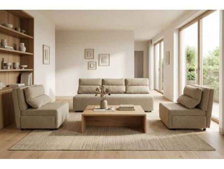 Family Meble Kimo Sitzgruppe, Sofa und 2 Sessel – Beige – 3