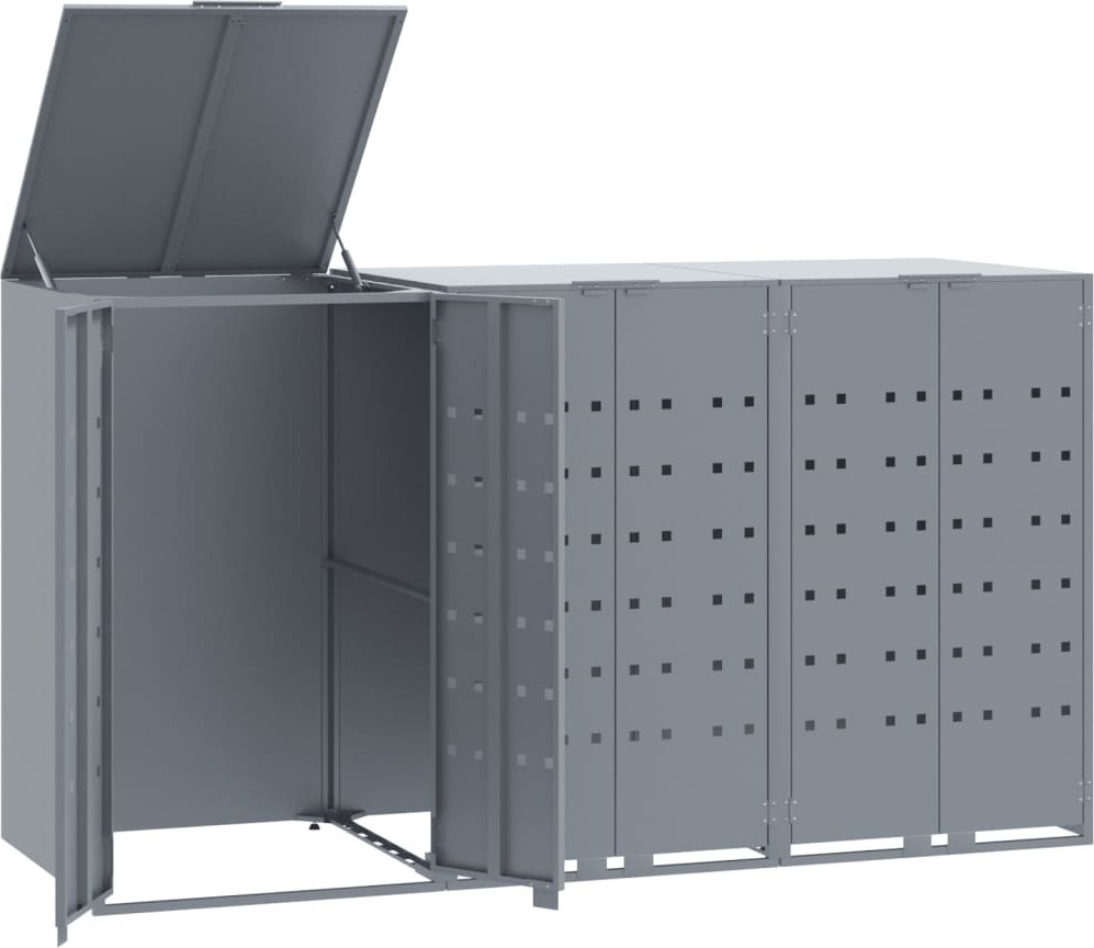 Mülltonnenbox für 3 Tonnen Grau 207x79x117 cm Stahl