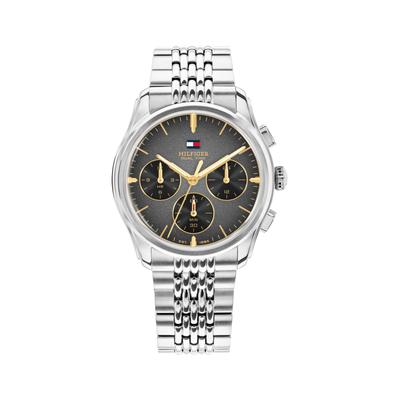 Multifunktionsuhr TOMMY HILFIGER "BRYANT", silber (silberfarben, schwarz, schwarz), Armbanduhren, Herren, silberfarben, Quarzuhr, Armbanduhr, Damenuhr, Herrenuhr, Edelstahlarmband, analog