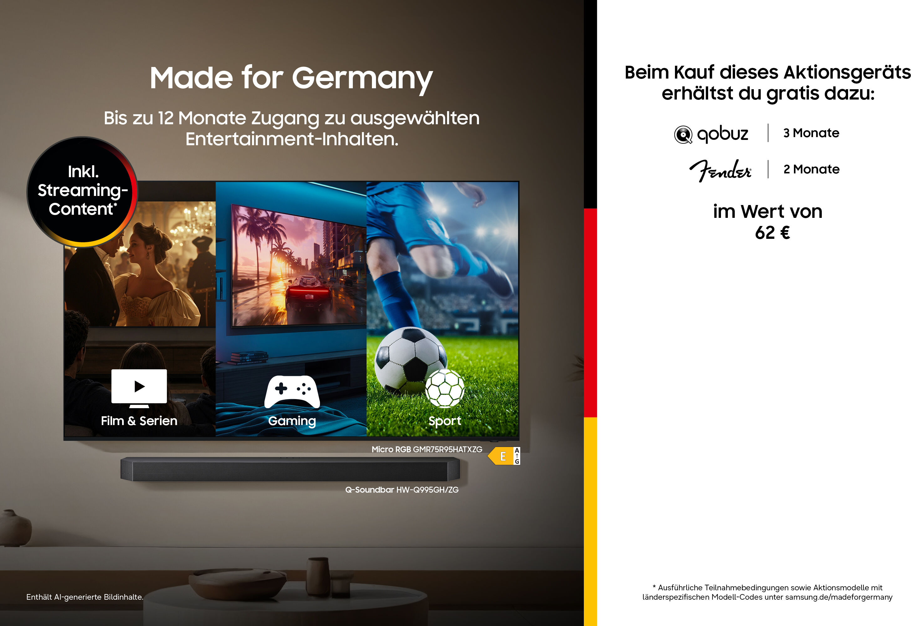 Samsung Soundbar "HW-Q935GH", schwarz, B:111cm H:7,08cm T:13,8cm, Lautsprecher, 9.1.4-Kanal Surround-Sound, Kabelloser 6,5"-Dual-Subwoofer, DolbyAtmos, Soundbar