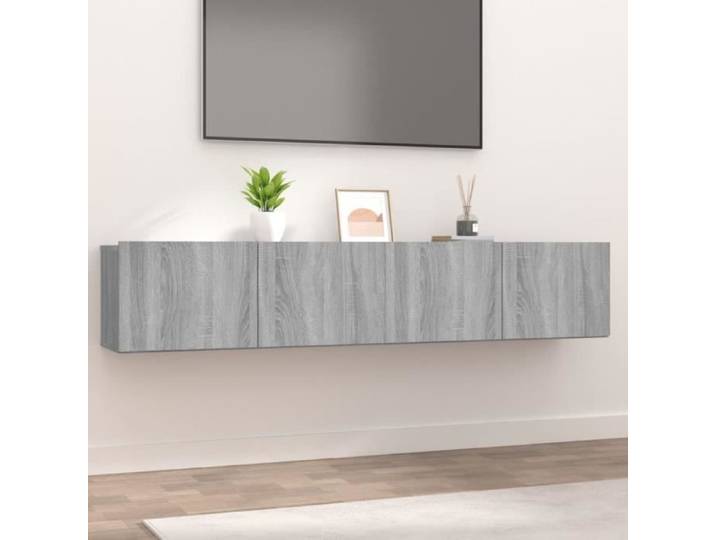 Meubles TV suspendus - Sonoma gris - Bois d'ingénierie - 80x30x30 cm
