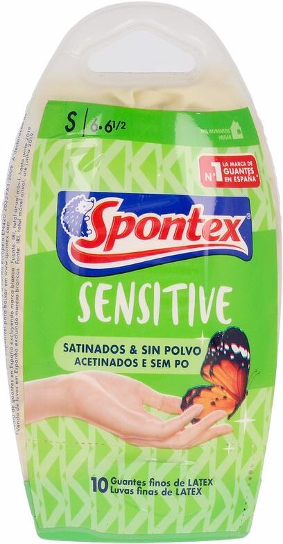 Spontex Latex Sensitive guantes satinados sin polvo talla S