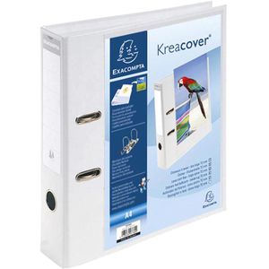 Exacompta Präsentationsordner Kreacover 53789E, A4, 7cm, aus PVC, weiß, 2 Außentaschen