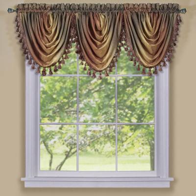 "Wide Width Ombre Waterfall Valance by Achim Home Décor in Autumn (Size 46"" W 42"" L)"