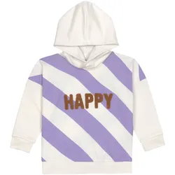 Lässig Sweatshirt mit Kapuze Streifen Happy Little Gang, natur | lila | mehrfarbig, 86