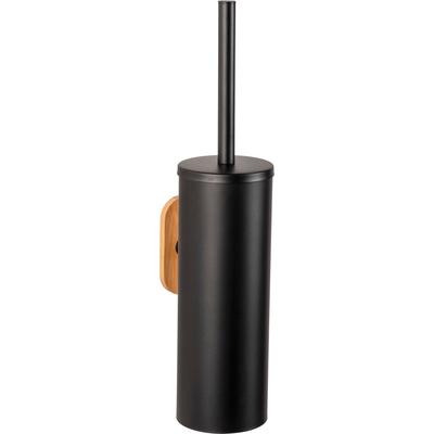 WC-Garnitur WENKO "Turbo-Loc Orea", braun (schwarz, braun), B:9cm H:39,5cm L:13cm, Bambus, Edelstahl, Reinigungsbürsten, bamboo, mit herausnehmbarem Innenbehälter, mit Turbo-Loc Befestigung