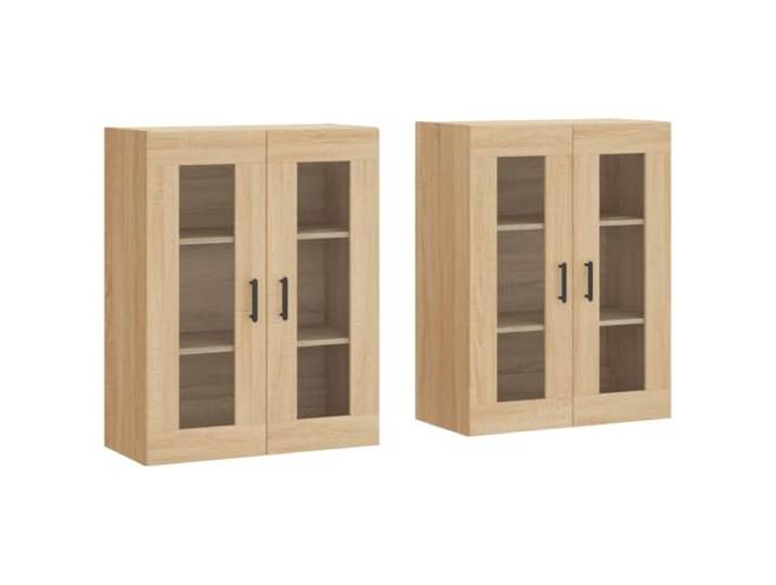 GHVBNMF Hängeschrank 2er Set Sonoma-Eiche Holzwerkstoff Glas 69.5cm Moderne Wandvitrine mit Glastüren für Wohnzimmer und Flur. Schafft zusätzlichen Stauraum ohne Bodenfläche zu belegen.