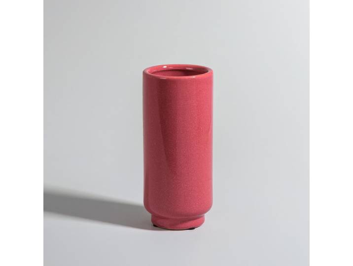 Rosa Steingutvase, H18