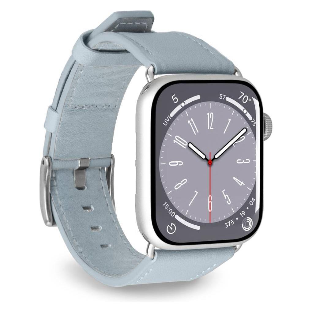 Puro E-Classic Band für Apple Watch 42, 44, 45 und 49mm (Kunstleder, Leder) (PUAW44ECLASSICLBLUE)