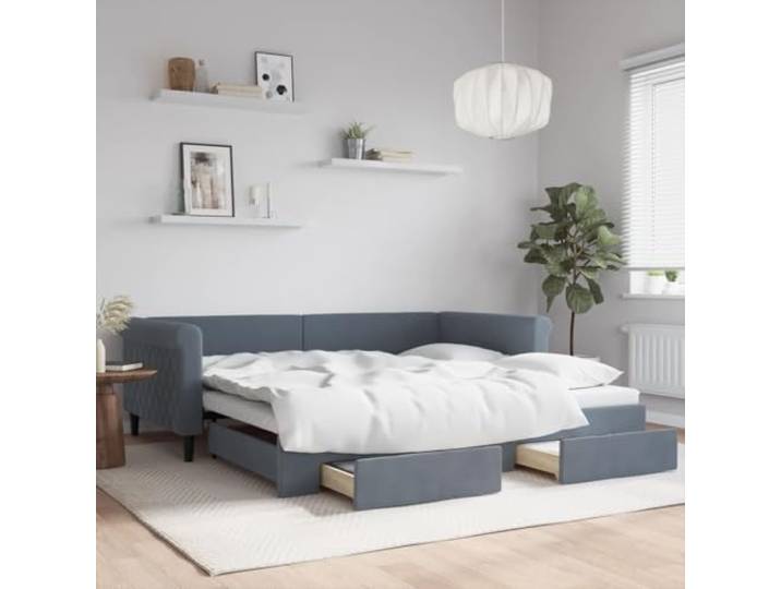 KGTKGTYER Tagesbett Ausziehbar 100x200 cm Schlafsofa Samt mit 2 Schubladen Platzsparend, Doppelbett-Funktion, Gästezimmer-geeignet, Komfortabel