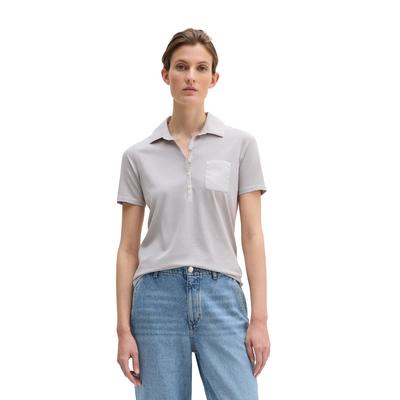 Poloshirt MARC O'POLO "mit Material-Mix-Details", Damen, Gr. S, airy blau, Obermaterial: 100% Baumwolle, unifarben, slim fit, normaler Saum, Shirts