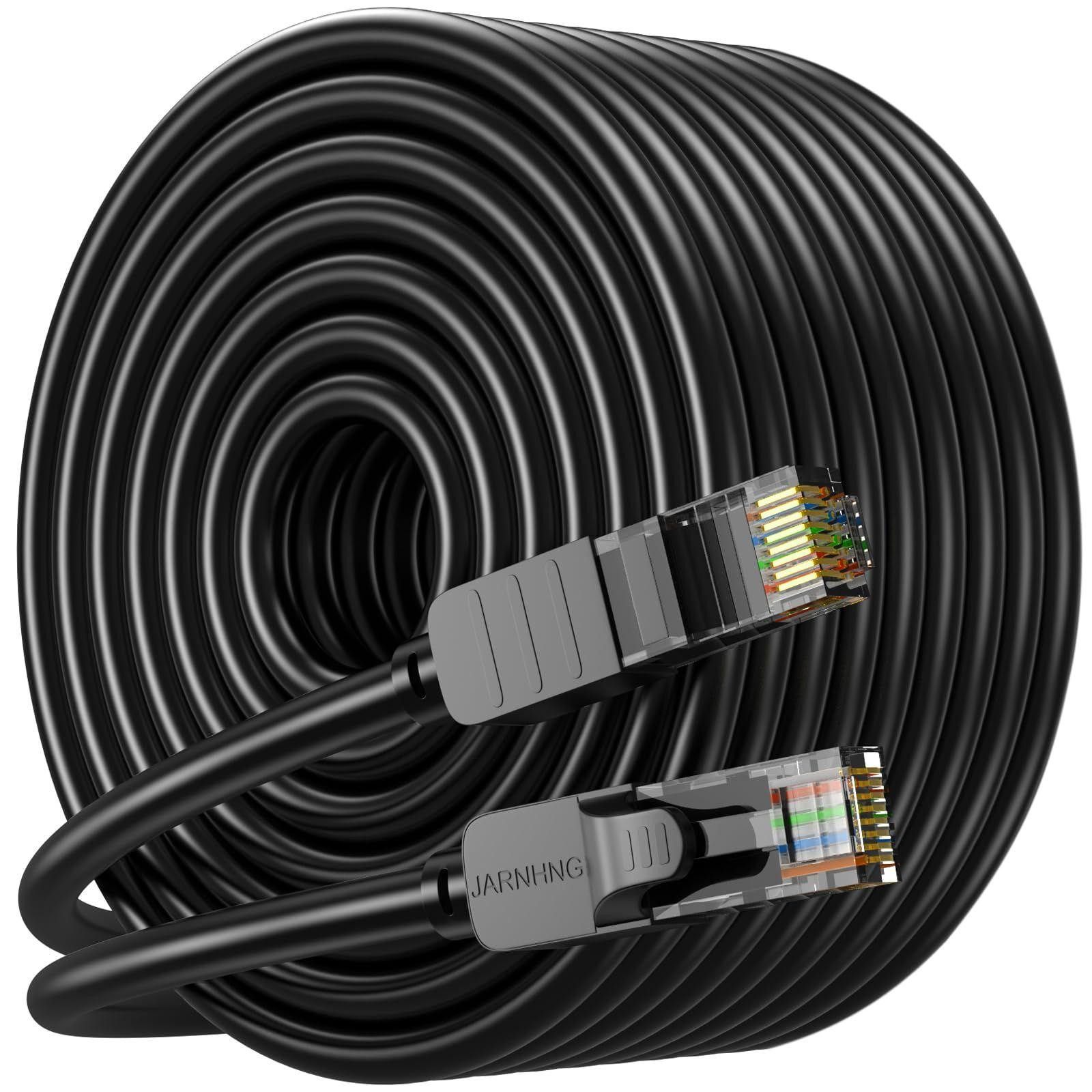 Lustrens Ethernet Kabel Cat 6, Zwarte LAN RJ45 Aansluitkabel, 100m