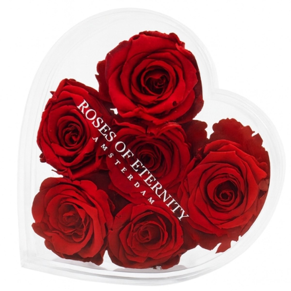 Roses of Eternity Rode Rozen met Acryl Hart - 3 Jaar Houdbaar - Rood