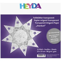 5x Heyda, Bastelpapier, Faltblatt Papier 15x15cm silber transparent VE=33 Blatt (90 g/m2, 1x)