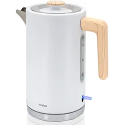 Briebe Nordic Wasserkocher 1,7L Elektrischer Schnellkochend, BPA frei, 360° Sockel, KT1165WHT, Weiß, 2200W