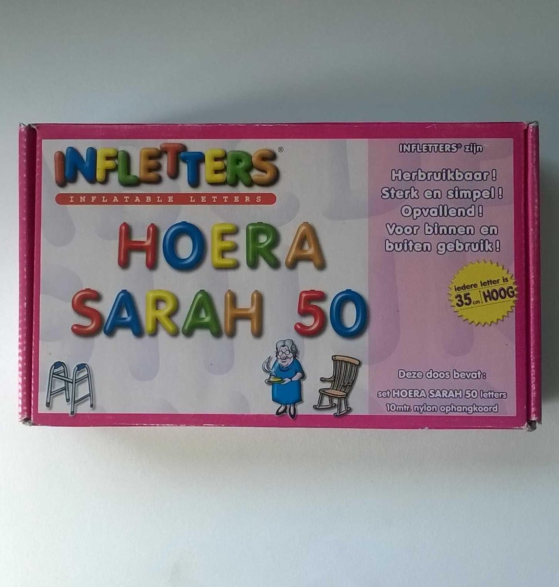 Opblaasbare letters Hoera Sarah voor verjaardag decoratie