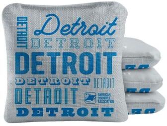 Skip's Garage Detroit Football Gray Dual Sided Cornhole Bags