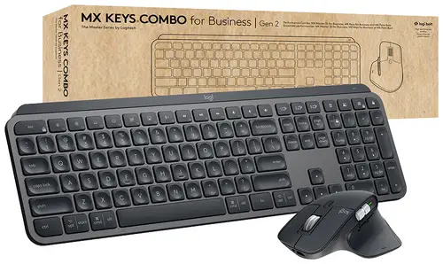 Logitech MX Keys Combo for Business - Gen 2 Bluetooth, Funk Tastatur, Maus-Set Beleuchtet, Handballenauflage, Wiederaufladbar Deutsch, QWERTZ, Mac