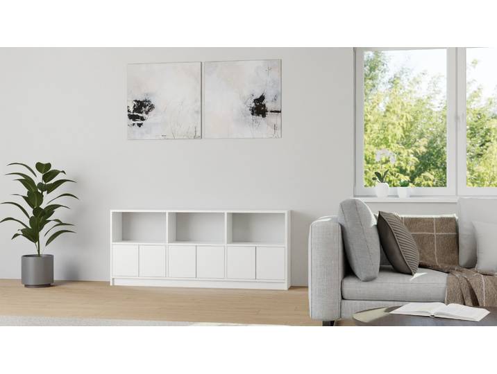 Kleines TV-Regal MDF Beschichtet MDF Weiß matt