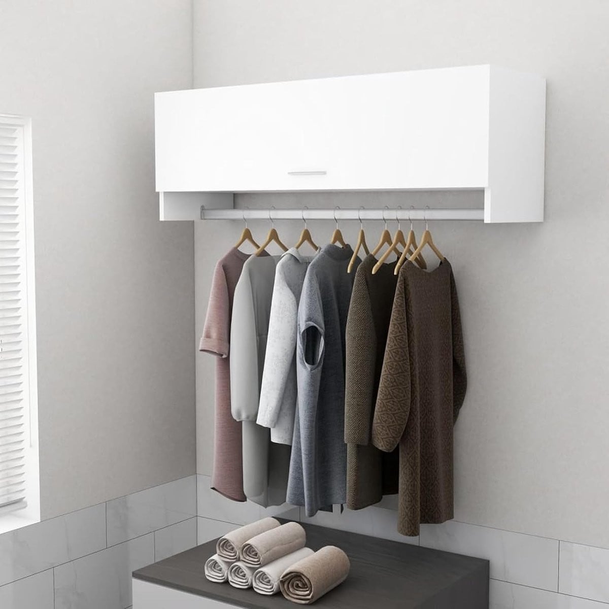 Witte houten kledingkast met deuren voor de slaapkamer, badkamer of keuken