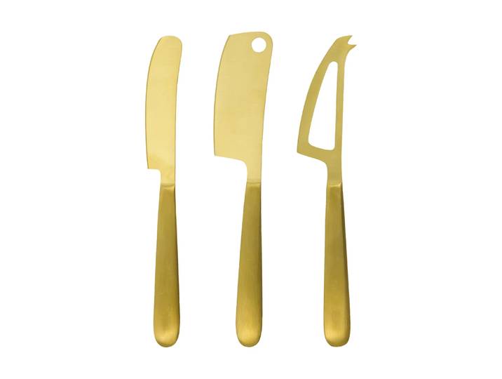 House Doctor Couteaux à fromage Cheese 3 pièces Doré