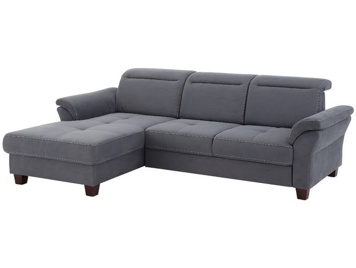 Ecksofa, Grau, 255x185 cm, Luxus-Microfaser, Mit Sitztiefenverstellung & Bettfunktion, Modern, Home-affaire