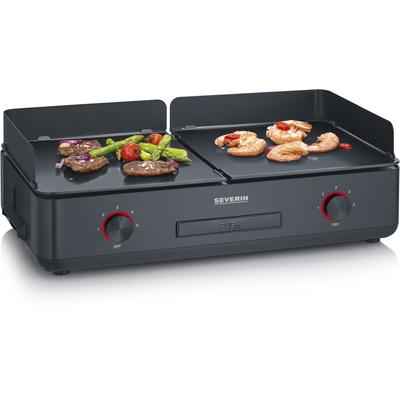 Elektrogrill SEVERIN "PG 8569 Suave Plancha Grill", schwarz, B:29,5cm H:51,5cm T:17,5cm, Kontaktgrill_Standgrill_Tischgrill_Teppanyakigrill