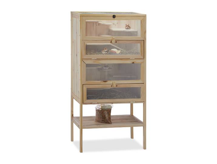 Hamsterkäfig Holz Hellbraun-Transparent