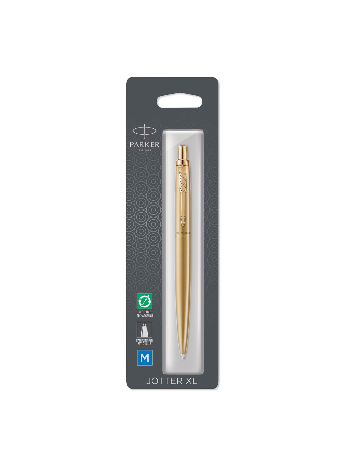 Parker Jotter XL Kugelschreiber | Monochrome Mattgold | mittlere Stiftspitze | blaue Tinte