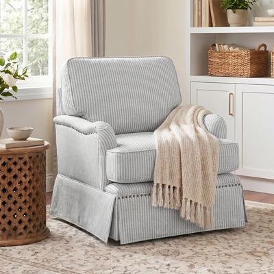Uixe Chenille Swivel Accent Chair with Nailhead Trim Skirt