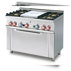 ALL PLATE Gas + 4 Brenner mit statischen Gas-Backofen und Grill. Abmessungen 100x60 h90 cm. Modell TPF4-610G