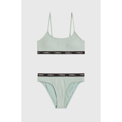 Bandeau-Bikini O'NEILL "O'NEILL SPORT BIKINI SET", Mädchen, Gr. 176 (170), N-Gr, grün (marble arch), Obermaterial: 82% Polyamid, 18% Elasthan. Futter: 92% Polyester, 8% Elasthan, Bikini-Sets, sportliches Bikini-Set, elastischer Bund mit Logostreifen