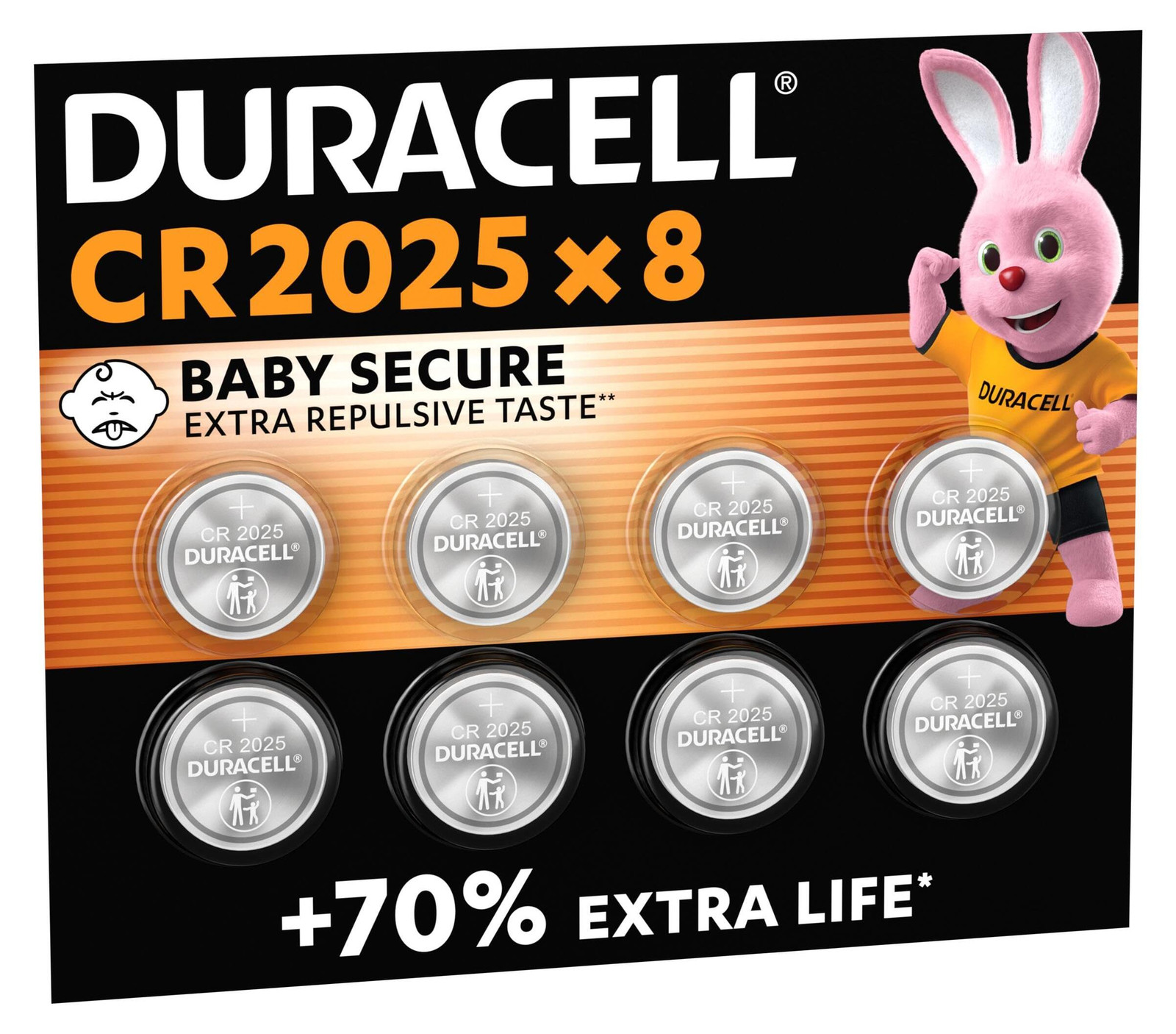 Duracell CR2025 Lithium knoopcel, 3V, 8 stuks